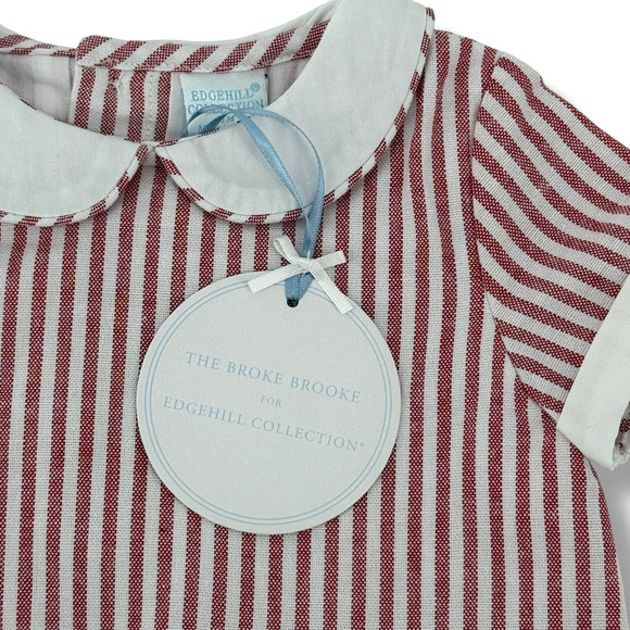Edgehill Collection X The Broke Brooke Stripe Jon Jon Romper Boys Sz 9 Mos - Picture 2 of 5